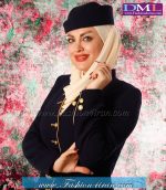 مانتو شلوار کرپ سرمه ای طلایی کد 74 - Image 6