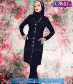 مانتو شلوار کرپ سرمه ای طلایی کد 74 - Image 5