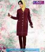 مانتو شلوار کرپ زرشکی طلایی کد 74