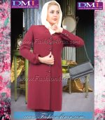 مانتو شلوار کرپ کد 74 زرشکی مشکی - Image 3