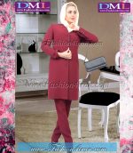 مانتو شلوار کرپ کد 74 زرشکی مشکی