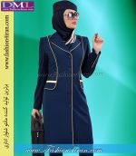 مانتو شلوار فیونا سرمه ای روشن طلایی کد 84 - Image 4