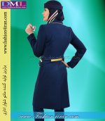 مانتو شلوار فیونا سرمه ای روشن طلایی کد 84 - Image 3