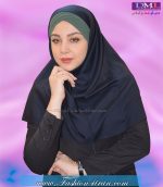 مقنعه توربان حریر سبز زیتونی کد 9 - Image 4