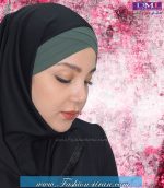 مقنعه توربان حریر سبز زیتونی کد 9