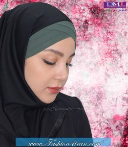 مقنعه توربان حریر سبز زیتونی کد 9