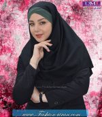 مقنعه توربان حریر سبز زیتونی کد 9 - Image 2