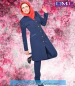 مانتو شلوار فیونا سرمه ای روشن کد 95