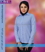 شومیز زنانه آبی روشن یقه مردونه کد201