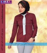 شومیز زنانه زرشکی یقه مردونه کد201 - Image 2