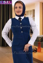 سارافون شلوار کرپ آبی کد 81