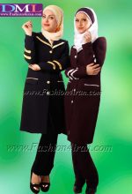 مانتو شلوار کرپ سرمه ای طلایی کد 50 - Image 3