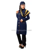 مانتو شلوار فرم کد 90 کرپ آبی طلایی - Image 3