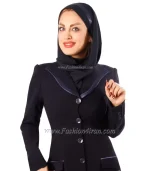 مانتو شلوار فرم کد61 کرپ سرمه ای