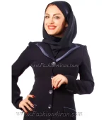 مانتو شلوار اداری کرپ سرمه ای کد61 - Image 2