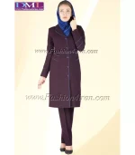 مانتو شلوار اداری فیونا بادمجانی کد 56 - Image 4
