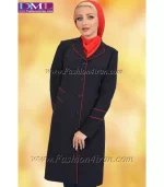 مانتو شلوار کد 56 فیونا سرمه ای قرمز