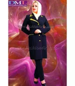 مانتو شلوار اداری کرپ سرمه‌ای طلایی کد83 - Image 3