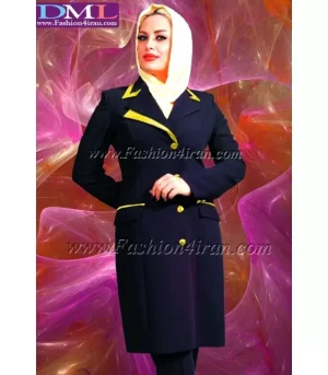 مانتو شلوار کرپ سرمه ای طلایی کد 83