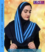 مقنعه شالدار حریر فیروزه ای کد 42