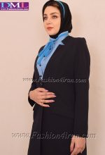 کت تک زنانه فاستونی سرمه ای یقه رنگی - Image 4