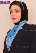 کت تک زنانه فاستونی سرمه ای یقه رنگی