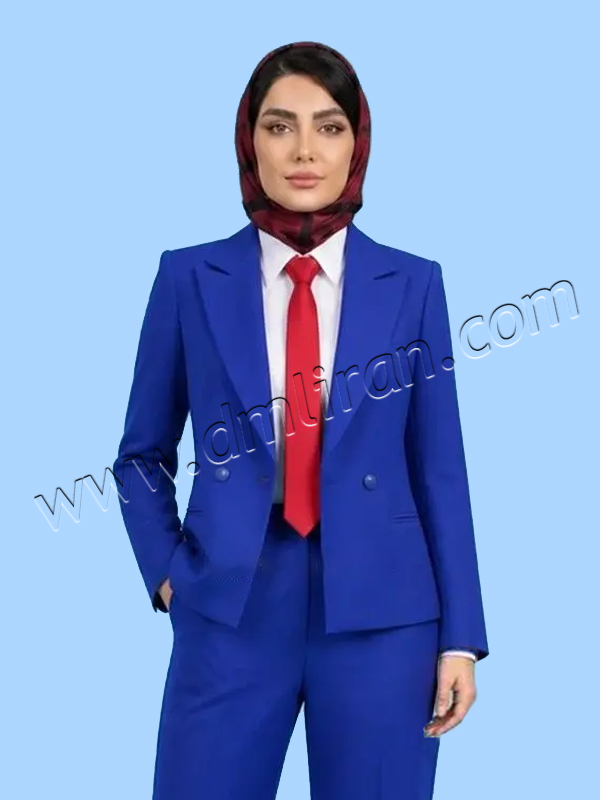کت و شلوار زنانه کرپ آبی