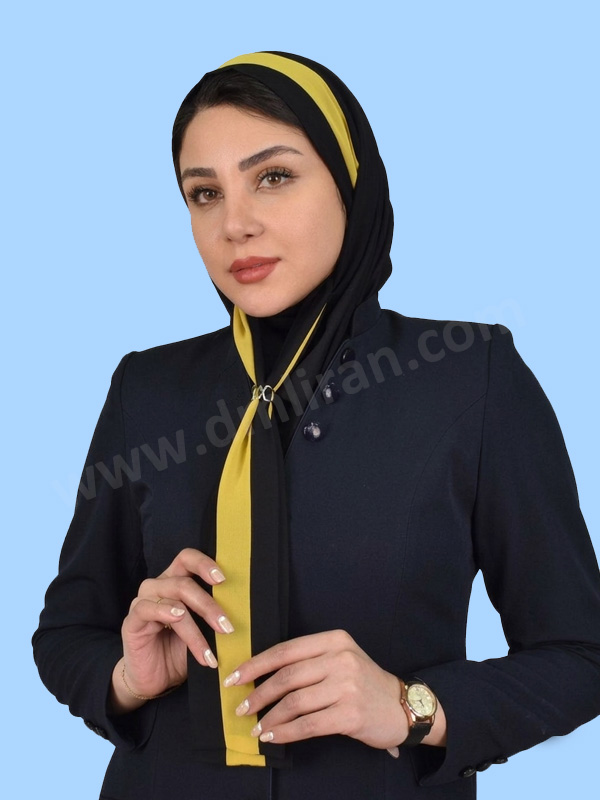 مقنعه کراواتی مدل ۴۱ حریر زرد