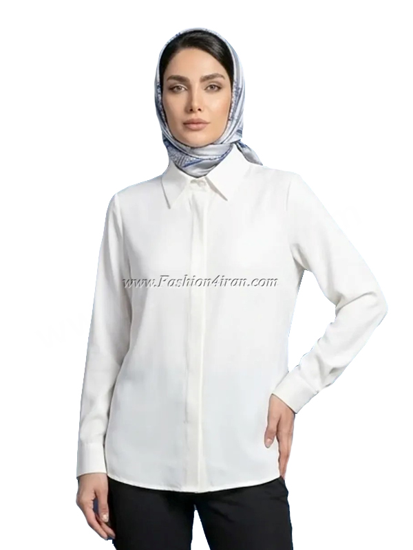 شومیز زنانه سفید یقه مردانه 